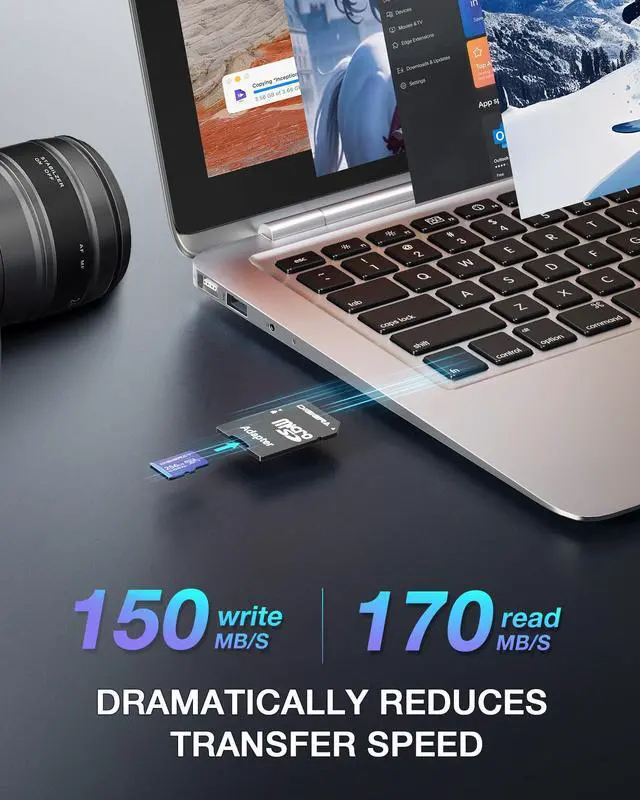 Alt view image 2 of 5 - DIGIERA 256GB LT100 microSDXC UHS-I Memory Card with Adapter - up to 170MB/s, C10, U3, V30, 4K, A2, Micro SD Card for Smartphones, Tablets, Cameras, Gaming Consoles, and Drones (1 Pack)