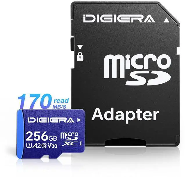 Main image of DIGIERA 256GB LT100 microSDXC UHS-I Memory Card with Adapter - up to 170MB/s, C10, U3, V30, 4K, A2, Micro SD Card for Smartphones, Tablets, Cameras, Gaming Consoles, and Drones (1 Pack)