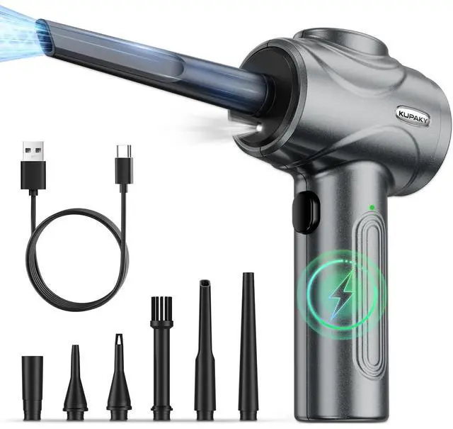 Main image of Electric Compressed Air Duster for Computers, 100000RPM Powerful Air Duster for PC/Keyboard/Car/Electronics,3 Power Speeds Air Blower with LED (Grey)
