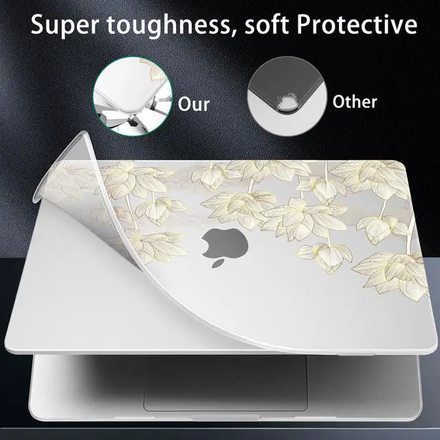 Alt view image 4 of 5 - Lepeoac for MacBook Pro 16 inch Case 2021 2022 2023 2024 Release A3186 A3403 M4 A2991 M3 A2780 M2 A2485 M1 Pro/Max, Hard Shell Case with Screen Protector & Keyboard Cover, Lotus