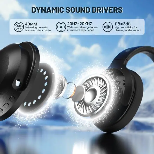Alt view image 2 of 5 - Attack Shark G300 Wireless Bluetooth Headphone with ENC Noise Cancellation, Rechageable Over Ear Headset for PC Mac Game Travel Class Home Office, 3.5MM Audio Jack, Light Black
