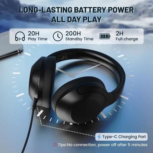 Alt view image 4 of 5 - Attack Shark G300 Wireless Bluetooth Headphone with ENC Noise Cancellation, Rechageable Over Ear Headset for PC Mac Game Travel Class Home Office, 3.5MM Audio Jack, Light Black