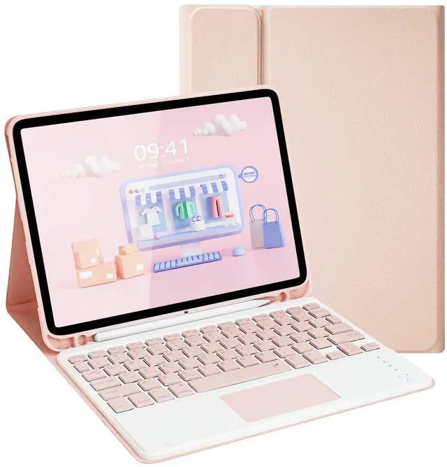Main image of LAMA Touchpad Keyboard Case for iPad Air 11 inch 2025 7th/2024 6th & 10.9 -inch iPad Air 4th/5th Generation, Folio Keyboard Cover with Pencil Holder for 11 inch iPad Pro (4th/3rd/2nd/1st Gen), Pink