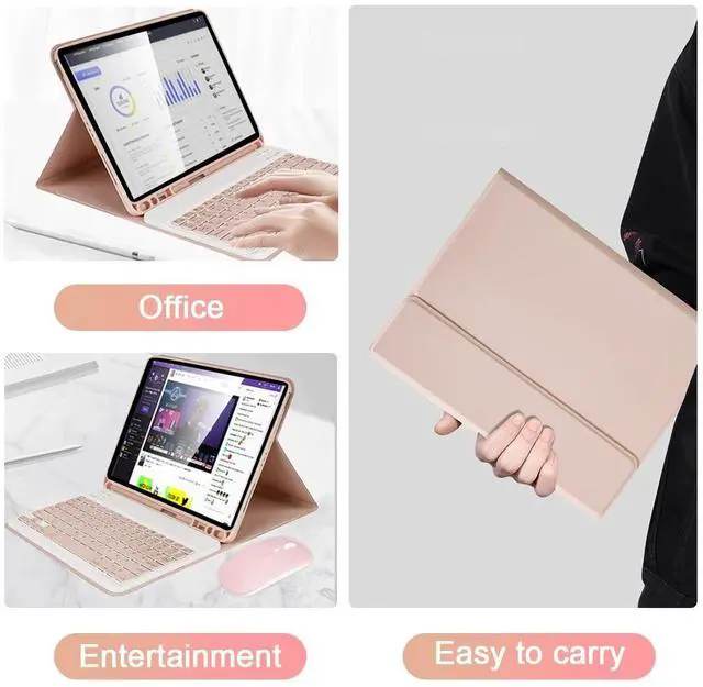 Alt view image 5 of 5 - LAMA Touchpad Keyboard Case for iPad Air 11 inch 2025 7th/2024 6th & 10.9 -inch iPad Air 4th/5th Generation, Folio Keyboard Cover with Pencil Holder for 11 inch iPad Pro (4th/3rd/2nd/1st Gen), Pink