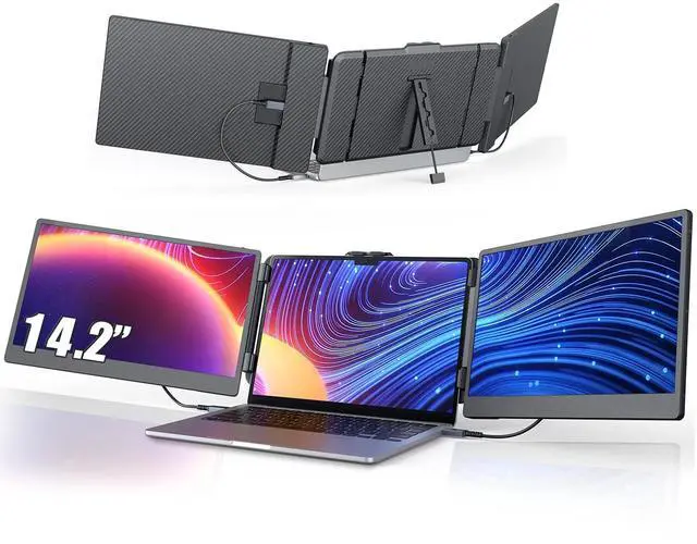 Main image of 14.2'' Screen Extender Portable Laptop Plug-play, 1080P IPS Laptop Monitor Extender Built-in Speaker, HDMI/USB-A/Type-C Triple Monitor for 13''-17.3'' Laptops, Work with Mac, Windows, Chrome, Switch