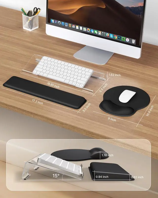 Alt view image 2 of 5 - Ergonomic Mouse Pad+Keyboard Stand+Wrist Support
