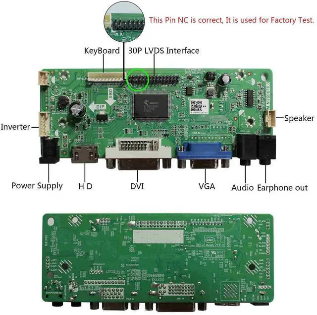 Alt view image 3 of 5 - VGA DVI Audio LVDs Controller Board 40 Pin for 15.6" 17.3" 1920x1080 B156HW01 LP156WF1 N173HGE-L21 B173HW01 LP173WF1 WLED LCD Screen