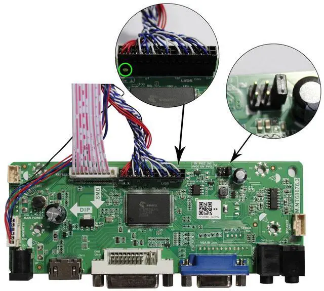 Alt view image 2 of 5 - VGA DVI Audio LVDs Controller Board 40 Pin for 15.6" 17.3" 1920x1080 B156HW01 LP156WF1 N173HGE-L21 B173HW01 LP173WF1 WLED LCD Screen