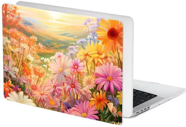 Alt view image 4 of 5 - LCMOCICO for M4 MacBook Pro 14 inch Case 2024 2023 2022 2021 Release Model A3112 A3185 A3401 A2992 A2918 A2779 A2442 M4 M3 M2 M1 Pro/Max Chip, Pattern Plastic Hard Shell Cover, Watercolor Daisies