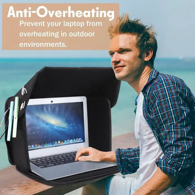 Alt view image 3 of 5 - LOTCAIN Laptop Sun Shade Laptop Sun Glare Shield Privacy Screen Hood Lightweight Laptop Sunshade Bag for Working Outside Portable Shield Cover 12-14'' (Patent Pending)
