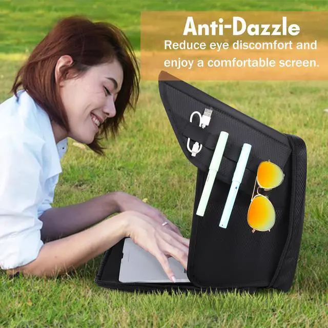 Alt view image 4 of 5 - LOTCAIN Laptop Sun Shade Laptop Sun Glare Shield Privacy Screen Hood Lightweight Laptop Sunshade Bag for Working Outside Portable Shield Cover 12-14'' (Patent Pending)