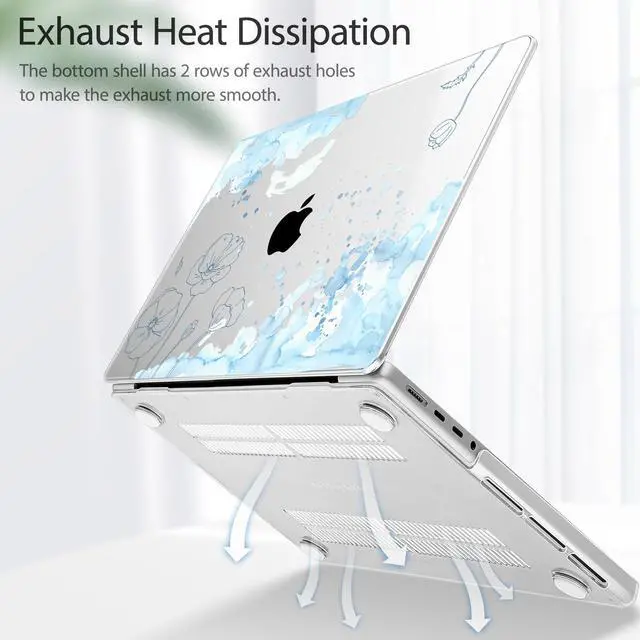 Alt view image 5 of 5 - Lepeoac for MacBook Pro 14 Inch 2024 2023 2022 2021 Release M4 A3112 A3401 A3185 M3 A2918 A2992 M2 A2779 M1 A2442 Pro/Max Chip, Plastic Hard Shell Case with Keyboard Cover, Abstract Floral