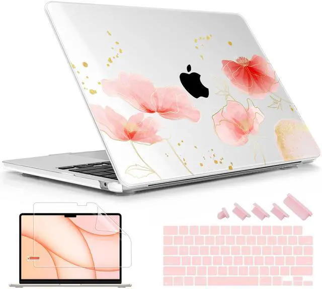 Main image of Lepeoac for MacBook Air 13.6 inch Case M4 M3 M2 2025 2024-2022 Release Model A3240 A3113 A2681, Sturdy Plastic Hard Shell Case for MacBook Air M2 13 inch with Touch ID, Spring Floral