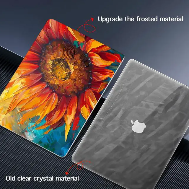 Alt view image 5 of 5 - Lepeoac for MacBook Air 13.6 inch Case M4 M3 M2 2025 2024-2022 Release Model A3240 A3113 A2681, Sturdy Plastic Hard Shell Case & Screen Protector for MacBook Air M2 13 inch, Sunflower