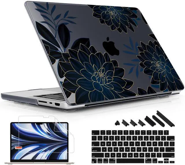 Main image of Lepeoac for MacBook Pro 16 inch Case 2021 2022 2023 2024 Release A3186 A3403 M4 A2991 M3 A2780 M2 A2485 M1 Pro/Max, Hard Shell Case with Screen Protector & Keyboard Cover, Flower Dahlia