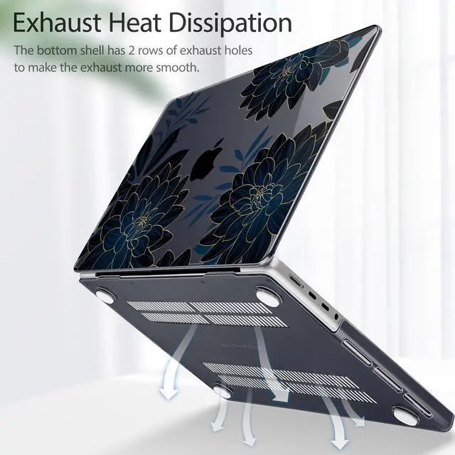 Alt view image 5 of 5 - Lepeoac for MacBook Pro 16 inch Case 2021 2022 2023 2024 Release A3186 A3403 M4 A2991 M3 A2780 M2 A2485 M1 Pro/Max, Hard Shell Case with Screen Protector & Keyboard Cover, Flower Dahlia