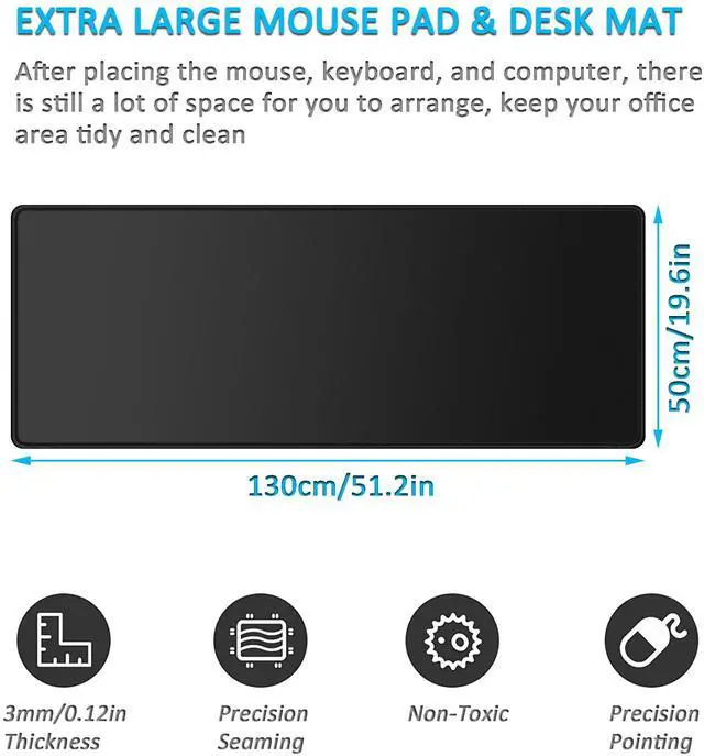 Alt view image 2 of 5 - LL-COEUR XXL Black Mouse Pad Gaming Keyboard Mat Laptop Office Desk Mat (51.1" x 19.6" x 0.12")