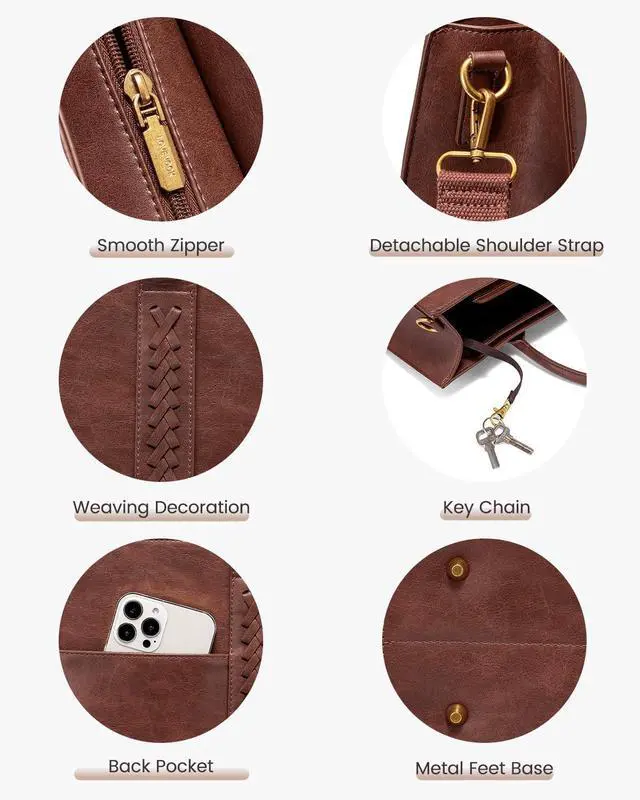 Alt view image 4 of 5 - LOVEVOOK Laptop Tote Bag for Women, Vintage Leather Work Bags 15.6 inch Laptop Bag, Waterproof Professional Computer Bag Business Office Briefcase Large Shoulder Bag Handbag