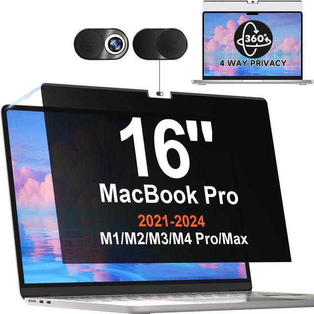 Main image of 360deg Magnetic Privacy Screen for MacBook Pro 16 Inch (2021-2024, M1, M2, M3, M4, Pro, Max), Removable Anti Glare Blue Light Filter, 4 Way Anti Spy Black Protector for Mac Pro 16In Laptop Computer