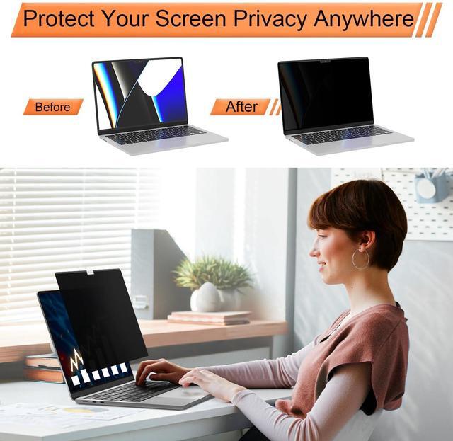 Alt view image 3 of 5 - 360deg Magnetic Privacy Screen for MacBook Pro 16 Inch (2021-2024, M1, M2, M3, M4, Pro, Max), Removable Anti Glare Blue Light Filter, 4 Way Anti Spy Black Protector for Mac Pro 16In Laptop Computer