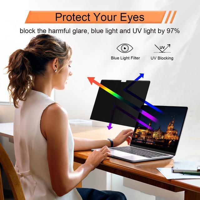 Alt view image 4 of 5 - 360deg Magnetic Privacy Screen for MacBook Pro 16 Inch (2021-2024, M1, M2, M3, M4, Pro, Max), Removable Anti Glare Blue Light Filter, 4 Way Anti Spy Black Protector for Mac Pro 16In Laptop Computer
