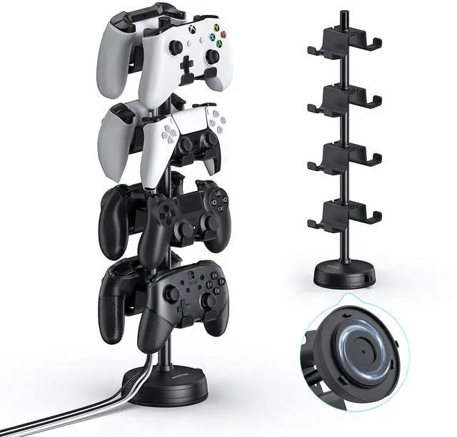 Main image of MANMUVIMO Headphone Controller Storage Holder for Desk 4 Tiers with Anti-Slip Stable Suction Cup, Controller Holder, Universal Gaming Desk Accessories for PS5/PS4/Xbox Series/Xbox One/Switch Pro