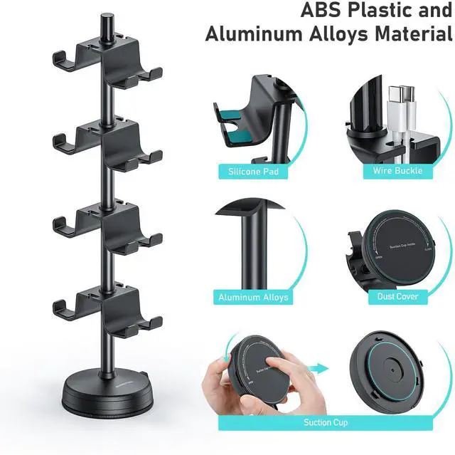 Alt view image 5 of 5 - MANMUVIMO Headphone Controller Storage Holder for Desk 4 Tiers with Anti-Slip Stable Suction Cup, Controller Holder, Universal Gaming Desk Accessories for PS5/PS4/Xbox Series/Xbox One/Switch Pro