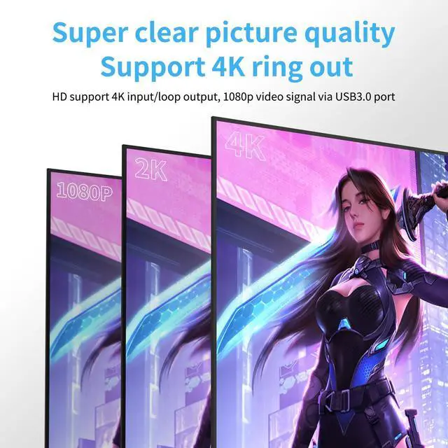 Alt view image 5 of 5 - USB 3.0 Audio Video Capture Card with Microphone 4K30HZ HD Loop Output, 1080p 60fps Video Recorder for Streaming Video Game Capture Works for PS5/Switch/Camera/PC/OBS