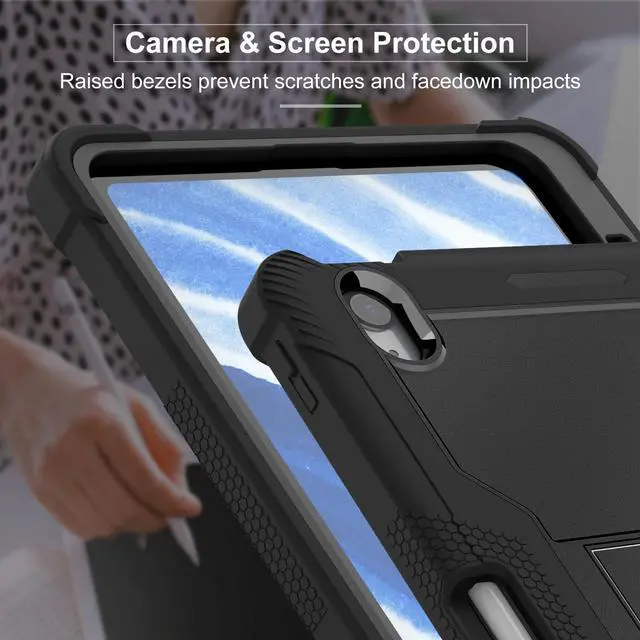 Alt view image 3 of 5 - MAKEIT CASE for iPad Air 11" M2 (2024) Case, iPad Air 5 (2022) Case, iPad Air 4 Case, Heavy Duty Kickstand Shockproof Protective Cover with Pencil Holder for iPad Air 6th/ 5th /4th Generation