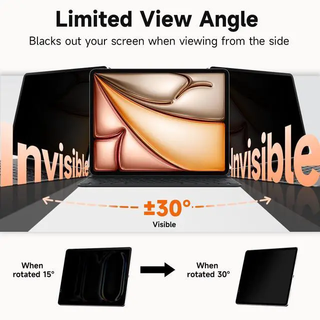 Alt view image 2 of 5 - Upgrade Privacy Screen Protector for iPad Air 13 inch M3 2025 & M2 2024, (iPad Air 7th/6th Generation), Fully Removable Anti Spy Glare Blue Light Filter, High Sensitive/Bubble Free/Detachable