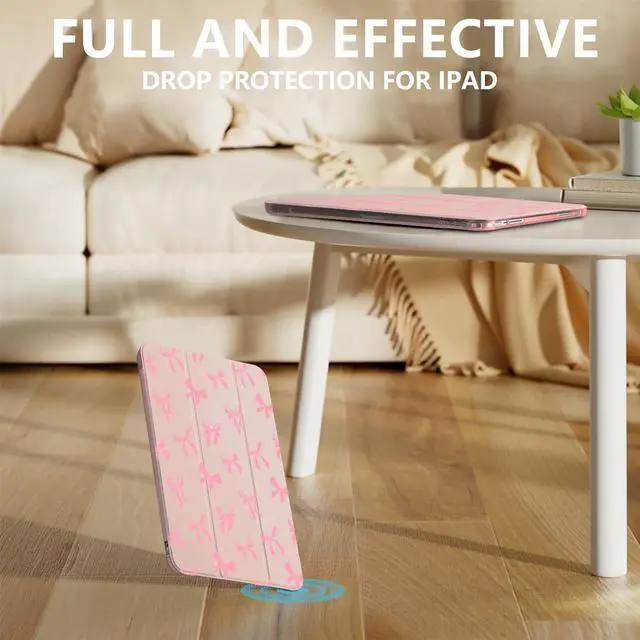Alt view image 3 of 5 - MAYCARI Cute Kawaii Bow Knot Compatible with iPad 10th Generation 10.9 Inch 2022 Case with Pencil Holder, Auto Sleep/Wake, Pink Girly Aesthetic Soft TPU Back Cover for iPad 10th Generation