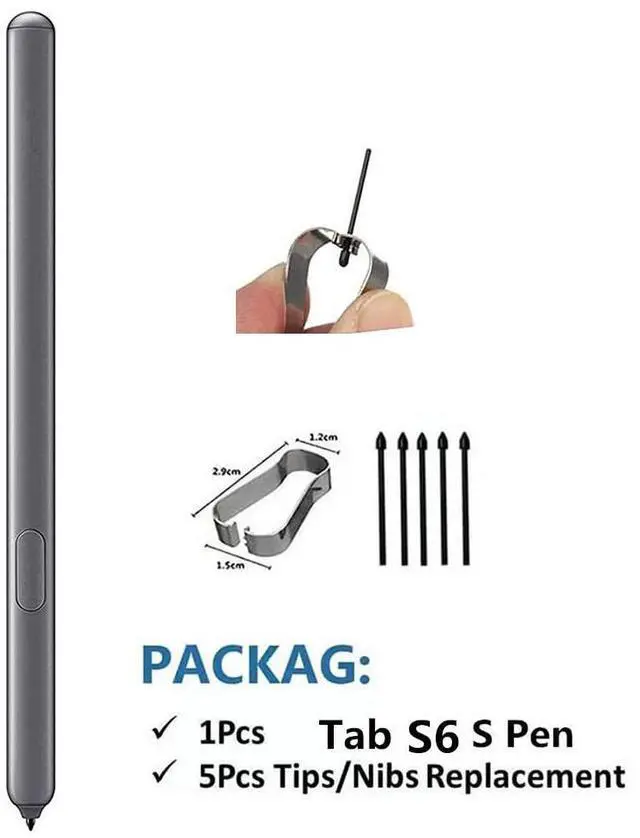 Alt view image 3 of 5 - Tab S6 S Pen Replacement Compatible with Samsung Galaxy Tab S6 SM-T860 All Versions, Tab S6 Stylus Pen 4096 Pressure Sensor .Slim 0.7mm Tip with 5xTips (Gray)