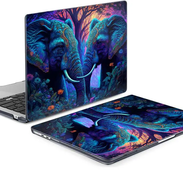 Alt view image 3 of 5 - MEEgoodo Portable Electronic Device Cover for MacBook Air M3 M2 15.3 inch 2023-2024, Hard Case with Keyboard & Webcam Cover, Screen Protector, OTG Adapter, Elephants