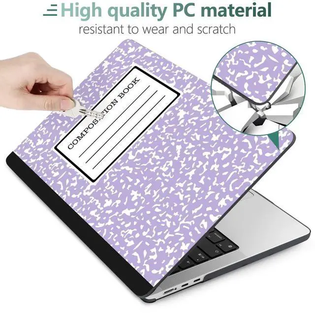 Alt view image 4 of 5 - MEEgoodo Case for MacBook Air 15 inch M4/M3/M2 2025 2024 2023, Case Fit Model (A3241/A3114/A2941) for MacBook Air 15-inch, Laptop with Keyboard & Camera Cover & OTG Adapter, Composition Book Purple