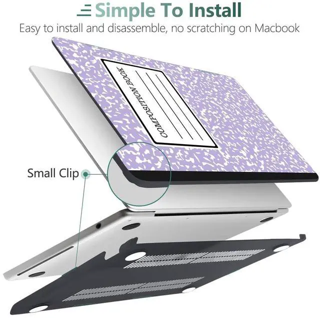 Alt view image 5 of 5 - MEEgoodo Case for MacBook Air 15 inch M4/M3/M2 2025 2024 2023, Case Fit Model (A3241/A3114/A2941) for MacBook Air 15-inch, Laptop with Keyboard & Camera Cover & OTG Adapter, Composition Book Purple