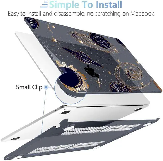 Alt view image 5 of 5 - MEEgoodo Case for MacBook Air 15 inch M4/M3/M2 2025 2024 2023, Case Fit Model (A3241/A3114/A2941) for MacBook Air 15-inch, Laptop with Keyboard & Camera Cover & OTG Adapter, Planets & Galaxies