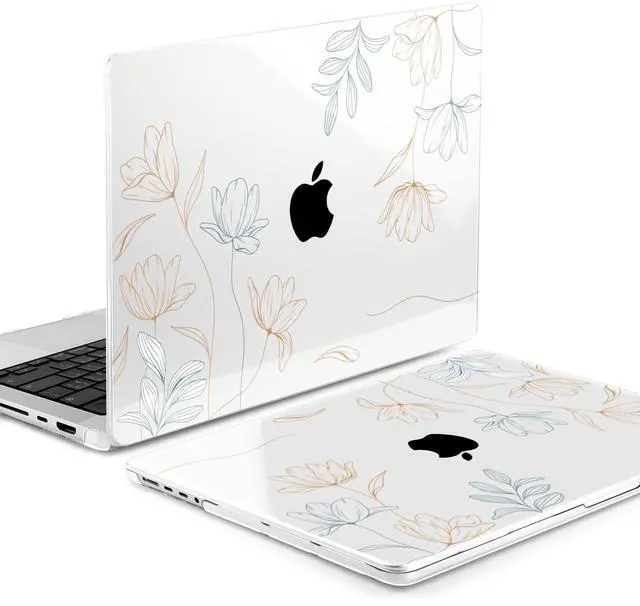 Alt view image 3 of 5 - MEEgoodo Case for M4 MacBook Pro 16 inch Case 2024 2023 2021 (A3403/A3186/A2991/A2780/A2485) M3 M2 M1 Pro/Max Chip, Laptop Hard Shell Cases with Keyboard Cover & Trackpad Film, Engraving Floral