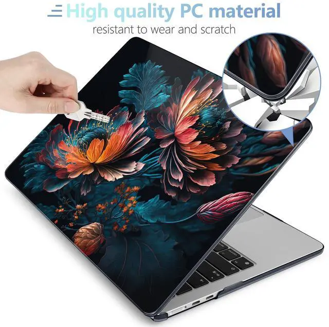 Alt view image 3 of 5 - MEEgoodo for M4/M3/M2 MacBook Air 15.3 inch Case 2025 2024 2023, Case Fit Model (A3241/A3114/A2941) for MacBook Air 15 inch, Laptop Hard Shell with Keyboard Cover, Bunch Flowers