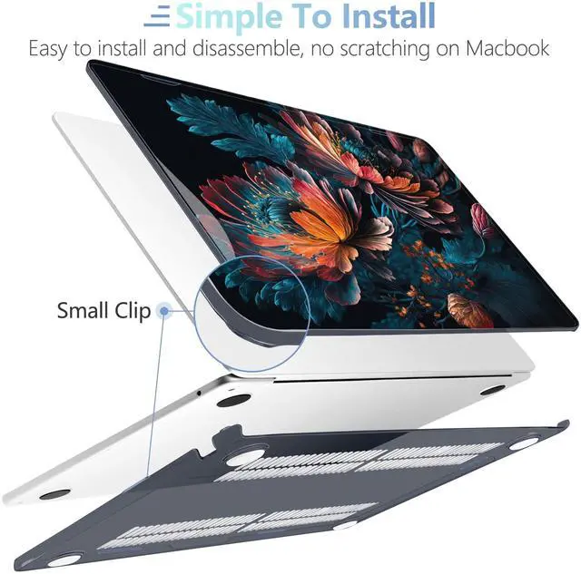 Alt view image 4 of 5 - MEEgoodo for M4/M3/M2 MacBook Air 15.3 inch Case 2025 2024 2023, Case Fit Model (A3241/A3114/A2941) for MacBook Air 15 inch, Laptop Hard Shell with Keyboard Cover, Bunch Flowers