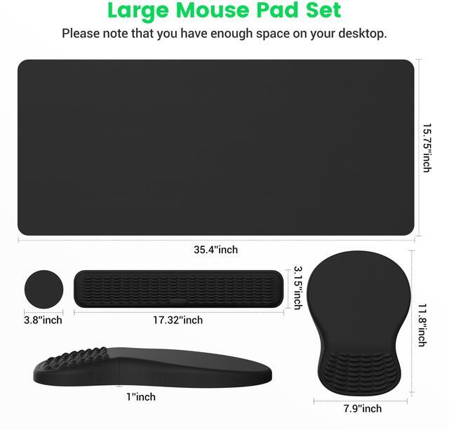 Alt view image 2 of 5 - MEKASS Desk Mat Set, Large Mouse Pad and Keyboard Wrist Rest with Memory Foam & Non-Slip Base, 4-in-1 Ergonomic Mouse Pad Set, Computer Desk Pad Set with Coaster for Home Office (Floral)