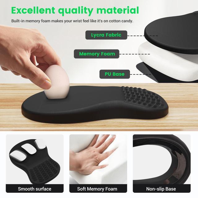 Alt view image 4 of 5 - MEKASS Desk Mat Set, Large Mouse Pad and Keyboard Wrist Rest with Memory Foam & Non-Slip Base, 4-in-1 Ergonomic Mouse Pad Set, Computer Desk Pad Set with Coaster for Home Office (Floral)