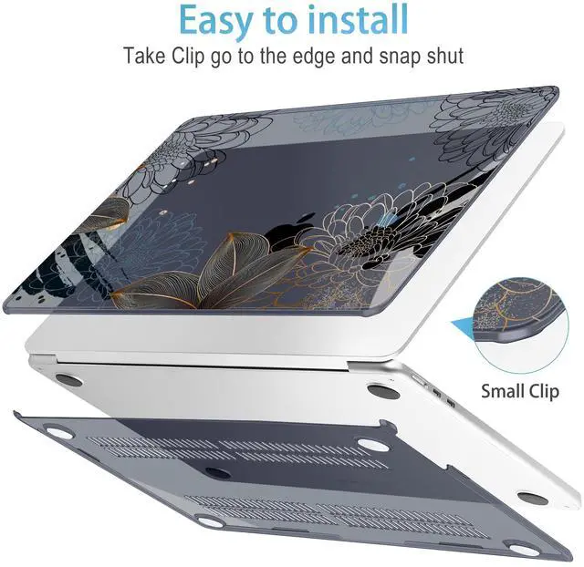Alt view image 3 of 5 - Mektron for 2025 M4 MacBook Air 13.6 Inch A3240 Case Fits 2023 A2681 M2 2024 A3113 M3 Chip with Liquid Retina Display, Printed Plastic Hard Shell Cover for MacBook Air 13.6", Line Chrysanthemums