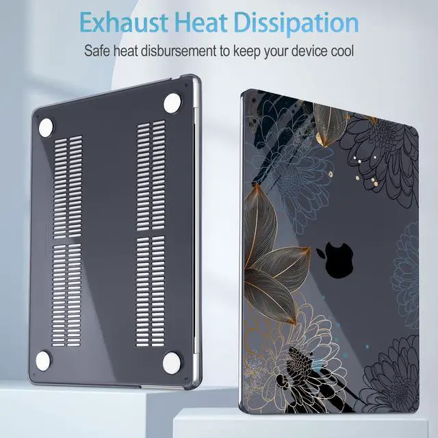 Alt view image 4 of 5 - Mektron for 2025 M4 MacBook Air 13.6 Inch A3240 Case Fits 2023 A2681 M2 2024 A3113 M3 Chip with Liquid Retina Display, Printed Plastic Hard Shell Cover for MacBook Air 13.6", Line Chrysanthemums