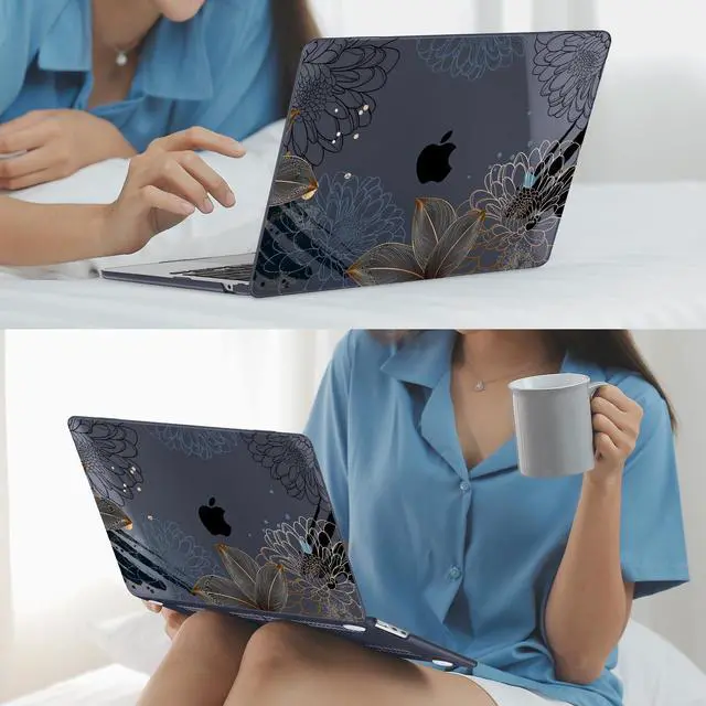 Alt view image 5 of 5 - Mektron for 2025 M4 MacBook Air 13.6 Inch A3240 Case Fits 2023 A2681 M2 2024 A3113 M3 Chip with Liquid Retina Display, Printed Plastic Hard Shell Cover for MacBook Air 13.6", Line Chrysanthemums
