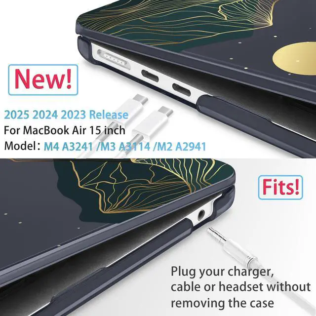 Alt view image 2 of 5 - Mektron Designed for 2025/2024/2023 MacBook Air 15 INCH M4 A3241 /M3 A3114 /M2 A2941 Case, Printed Plastic Hard Shell Cover with 15.3" Liquid Retina Display Touch ID, Abstract Mountain C112
