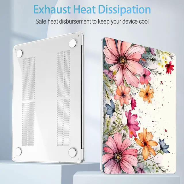 Alt view image 3 of 5 - Mektron Designed for 2025/2024/2023 MacBook Air 15 INCH M4 A3241 /M3 A3114 /M2 A2941 Case, Printed Plastic Hard Shell Cover with 15.3" Liquid Retina Display Touch ID, Colorful Floral
