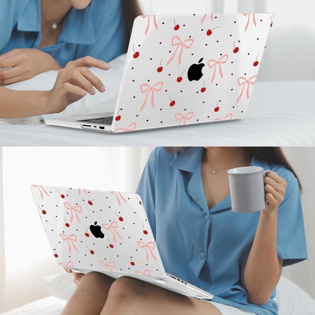 Alt view image 4 of 5 - Mektron Case for MacBook Pro 16" M4 A3403 A3186 M3 A2991 M2 A2780 M1 A2485 (2021/2023/2024) Pro/Max with Touch ID, Hard Shell Plastic Laptop Cover Keyboard Cover Screen Protector, Pink Bows-Hearts