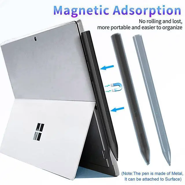 Alt view image 2 of 5 - Stylus Pen for Microsoft Surface Pro9/8/7/6/5/4/3/X Surface Laptop/Book/Studio Surface 3/Go/Go2/Go3, 4096 Pressure Sensitivity, Pen for Surface with Magnetic Adsorption, Palm Rejection (Black)