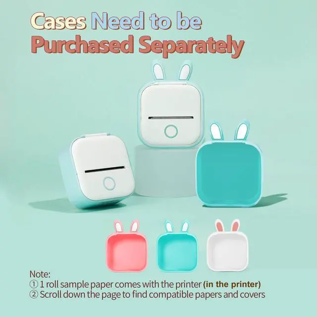 Alt view image 5 of 5 - Mini Sticker Maker T02 - Thermal Bluetooth Wireless Portable Phone Printer, Small Instant Pocket Receipt Printer With Hard Storage Case, Green
