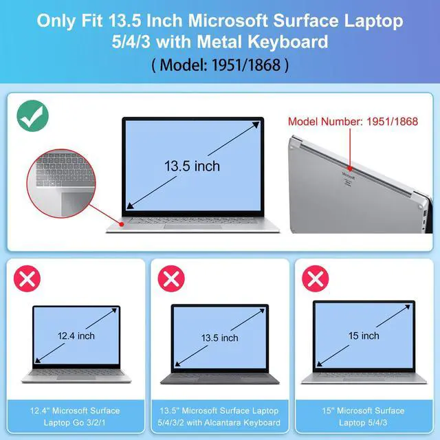 Alt view image 2 of 5 - Mektron Case for 13.5" Microsoft Surface Laptop 5/4/3 with Metal Palm Rest Model 1951/1868, 2019/2021/2022 Release Plastic Hard Shell Cover with Screen Protector + Keyboard Cover, Abstract Floral